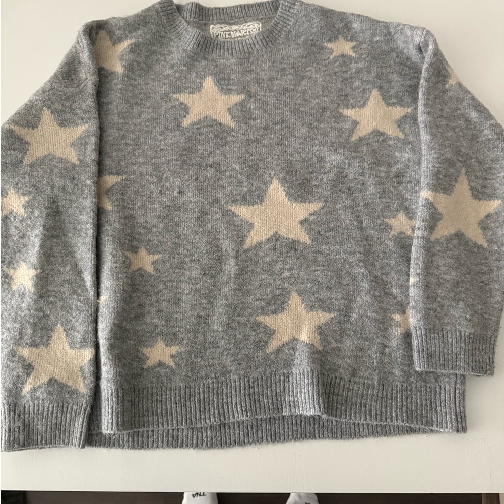 Pink Martini Gray and Cream Star Sweater